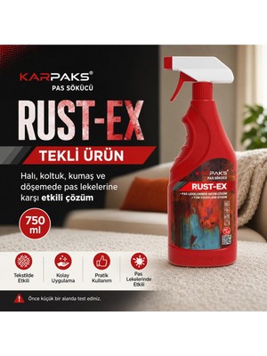 Karpaks Rust-Ex Halı Kumaş Pas Lekesi Sökücü Sprey 750 ml Koltuk Döşeme Temizleyici