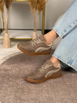 Melisandre Kadın Detaylı Düz Taban Bağcıklı Süet Rahat Kullanım Günlük Spor Ayakkabı Sneaker