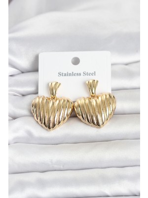 İntora 316L Çelik Gold Renk Model Kadın Küpe TJ-BKP11827