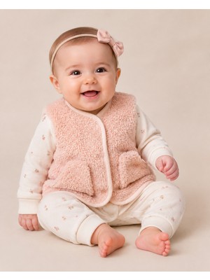 Caramell1-12 Ay Arası Happy Winter Yelekli Tulum - Vizon