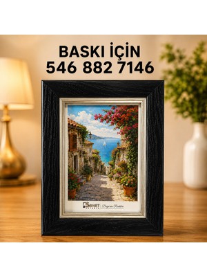 Saray Foto Gold Detaylı Siyah Çerçeveli Masaüstü Dekoratif Fotoğraf Çerçevesi