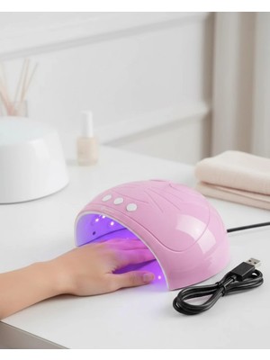 İntora Ultraviyole Işıklı 15 Ledli 45W Oje Kurutucu Makine Pembe
