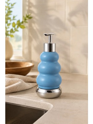 Klarhaus Trıo Dekoratif Premium 3 Boğumlu Sıvı Sabunluk 300 ml – Krom Görünümlü Pompalı Pastel Yeşil Banyo ve Mutfak Sabun Dispenseri - 18,5 cm x 7 cm