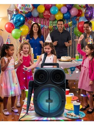 Tgzm Kablosuz Karaoke Hoparlör Mikrofonlu Rgb Işıklı Bluetooth Speaker USB Tf Kart De - TG0012-2QCGP