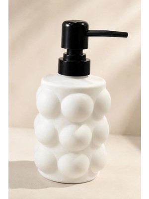 Klarhaus Bubbly Kabartmalı Bubble Model Cam Sıvı Sabunluk – Siyah Pompalı – 400 Ml, 17 x 8 cm
