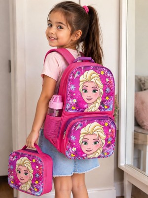 CtStore Kız Okul ve Beslenme Çantası Elsa Figürlü
