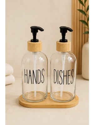 Klarhaus Relly Bambu Standlı Ikili Cam Sabunluk Seti – 2 x 500 ml – Hands & Dıshes