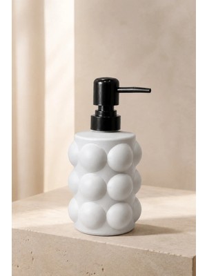 Klarhaus Bubbly Kabartmalı Bubble Model Cam Sıvı Sabunluk – Siyah Pompalı – 400 Ml, 17 x 8 cm