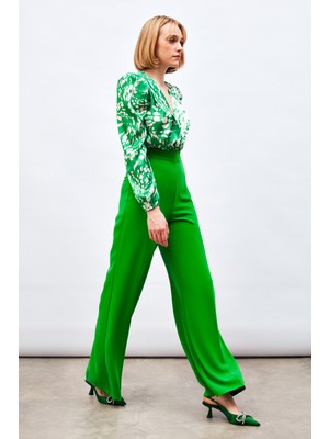 Sateen Salaş Krep Pantolon - Yeşil