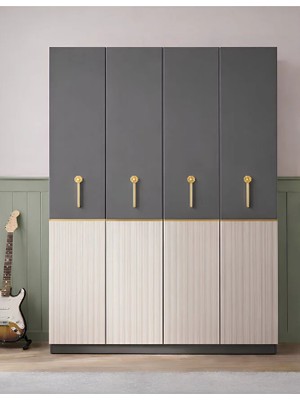 Noiss Home Decor MİLAS 4 KAPAKLI GARDIROP - ANTRASİT & DOR