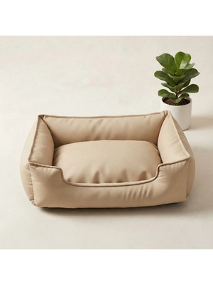 Brt Pet Kedi Yatağı 60X45 cm Yıkanabilir Krem Tonlarda Küçük Irk Köpekler İçin Rahat Kullanım