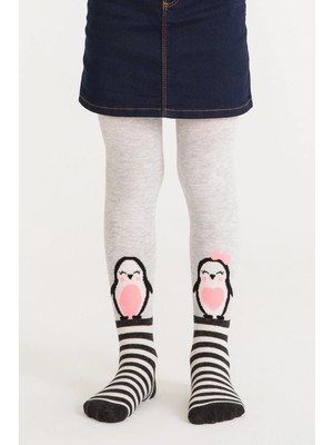 Penti Kız Çocuk Açık gri Pretty Penguin Family Külotlu Çorap