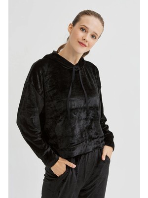 Penti Siyah Velvet Sweatshirt