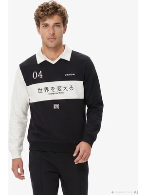 United4 Unıted4 Regular Fit Erkek Siyah Sweatshirt.sıyah