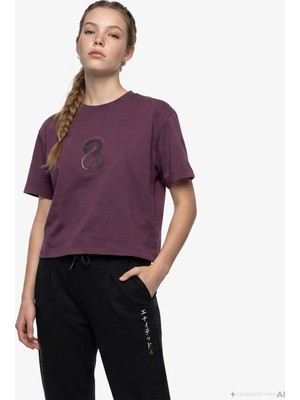 United4 Unıted4 Regular Fit Kadın Bordo T-Shirt.bordo