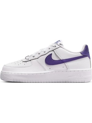 Nike Air Force 1 Af1 Gs Leather Unisex Sneaker Swoosh Hakiki Deri Günlük Spor Ayakkabı Beyaz Mor