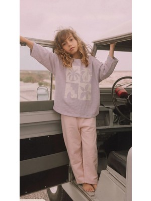 Cigit Oversize Uzun Kollu T-Shirt Takım 2-8 Yaş Leylak