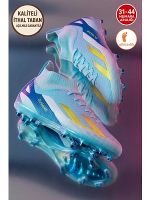 Albishoes Erkek Halı Saha Krampon Kaliteli Ithal Taban Çim Saha Çoraplı Ayağı Saran Esnek Konforlu