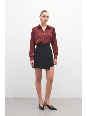 Sateen Talia Şort Etek - Siyah
