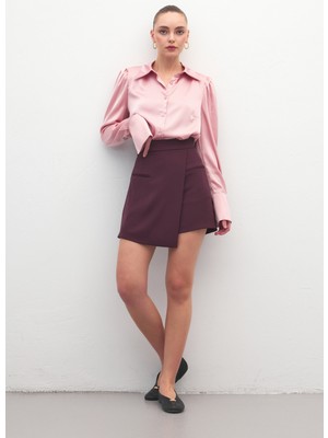 Sateen Talia Şort Etek - Mürdüm