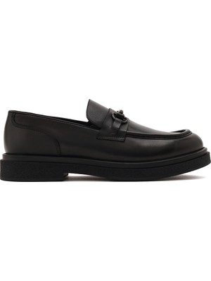 Derimod Erkek Siyah Tokalı Deri Casual Loafer WM820009DV