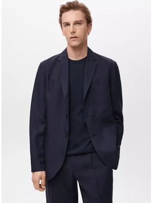 Mango Dar Kesimli Keten Blazer Ceket