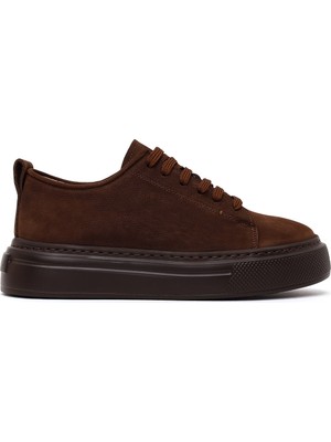 Derimod Erkek Kahverengi Bağcıklı Kalın Tabanlı Nubuk Deri Sneaker WM830003DN