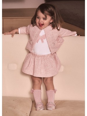 Mayoral Pembe Kız Bebek 3 Parça Etek Ceket Bluz Set 2954