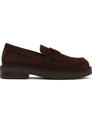 Derimod Kadın Kahverengi Süet Deri Maskülen Loafer AF190003DS