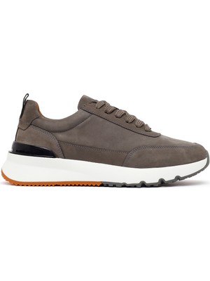 Derimod Erkek Gri Bağcıklı Kalın Tabanlı Nubuk Deri Casual Sneaker WM740008DN