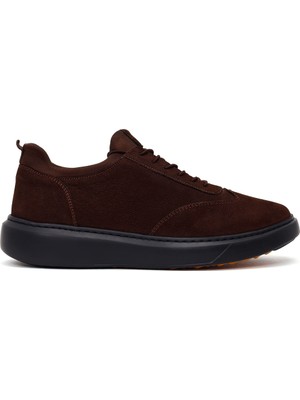 Derimod Erkek Kahverengi Bağcıklı Kalın Tabanlı Nubuk Deri Sneaker WM630002DN