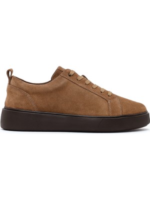 Derimod Erkek Kahverengi Bağcıklı Kalın Tabanlı Süet Deri Sneaker WM600010DS