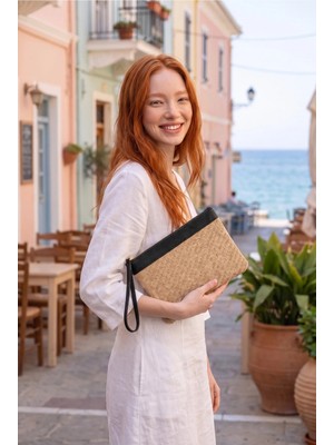 Glondy Jolie Hasır Kadın Portföy & Clutch El Çantası Siyah