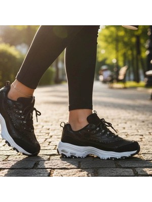 Trender Flet Zenne 387 Siyah - Beyaz Kadın Sneaker UN03A387