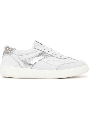 Derimod Kadın Beyaz Bağcıklı Kalın Tabanlı Taşlı Deri Sneaker AF450017DV