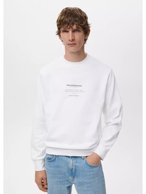 MANGO Man %100 pamuklu mesajlı sweatshirt