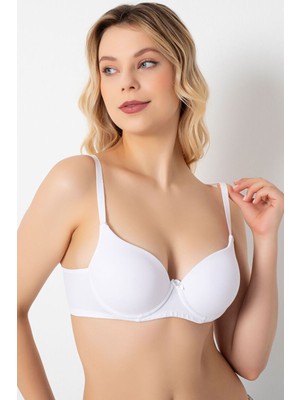 F.k Lingerie Düz Model Destekli Balenli Beyaz Sütyen