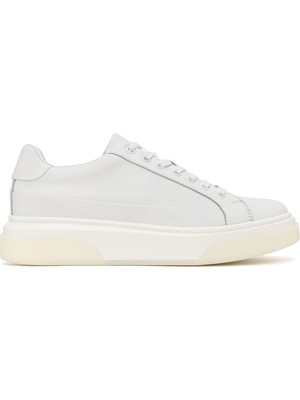 Derimod Erkek Beyaz Bağcıklı Kalın Tabanlı Deri Sneaker WM740005DV