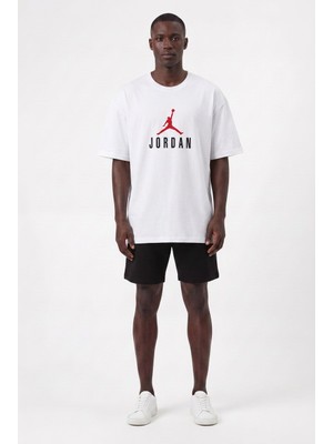 Lixa Günlük Spor Tişört Air Jordan Alt Yazılı Beyaz Oversize 142562