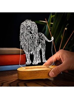 Aesco Geometrik Aslan Tasarımlı 3D LED Gece Lambası