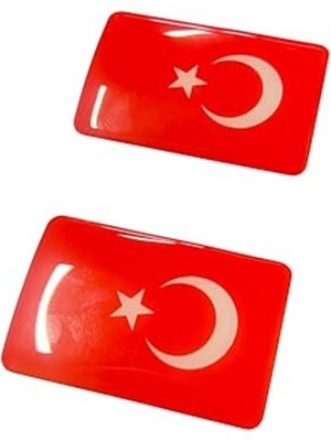 Aesco 2'li 3D Türk Bayrağı Sticker Seti