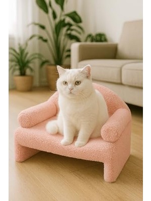 Aesco Peluş Kedi Yatağı Pembe Renkli Rahat Oturma Koltuğu