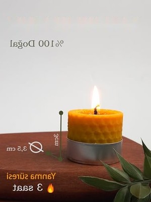 Aesco Doğal Balmumu ile Yapılmış 12 Adet Sarma Tealight Mum