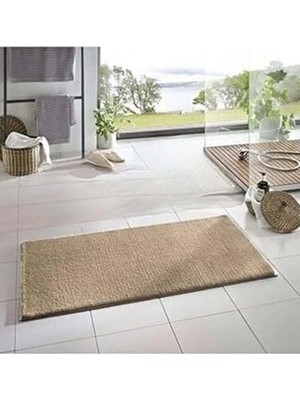 Aesco Kaymaz Tabanlı Peluş Banyo Halısı, 50X80 Cm, Yıkanabilir, Vizon Renk