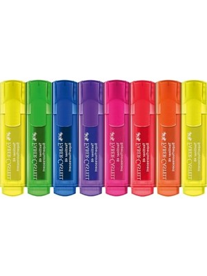 Aesco Faber-Castell 254648 - Fosforlu Kalem Seti 46, 8'li Kutu, Neon Renkler, Uzun Ömürlü Kesik Uçlu, Çizgi Genişliği 1-5 Mm, Doldurulabilir