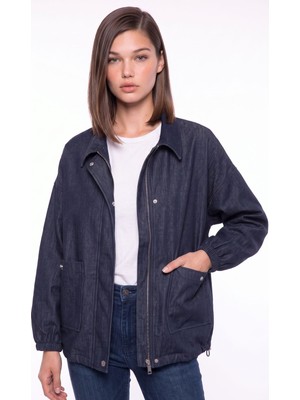 Cemo Fermuarlı ve Çıtçıtlı Büyük Cepli Jean Ceket
