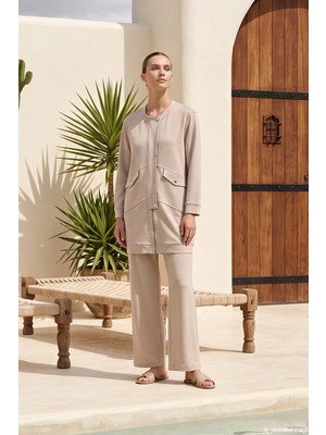Ceremony Çıtçıt Detaylı Pantolonlu Lycell Takım 991 Taş