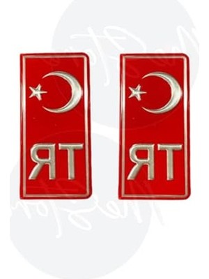 Aesco Kırmızı Türkiye Tr Plaka Sticker - 2'li Set