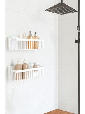 Aesco Yapışkanlı Banyo Rafı, 2'li Organizer ile Pratik ve Fonksiyonel