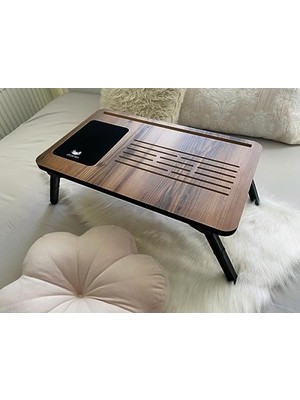 Aesco Katlanır Laptop Sehpası - Telefon ve Tablet Bölmeli
